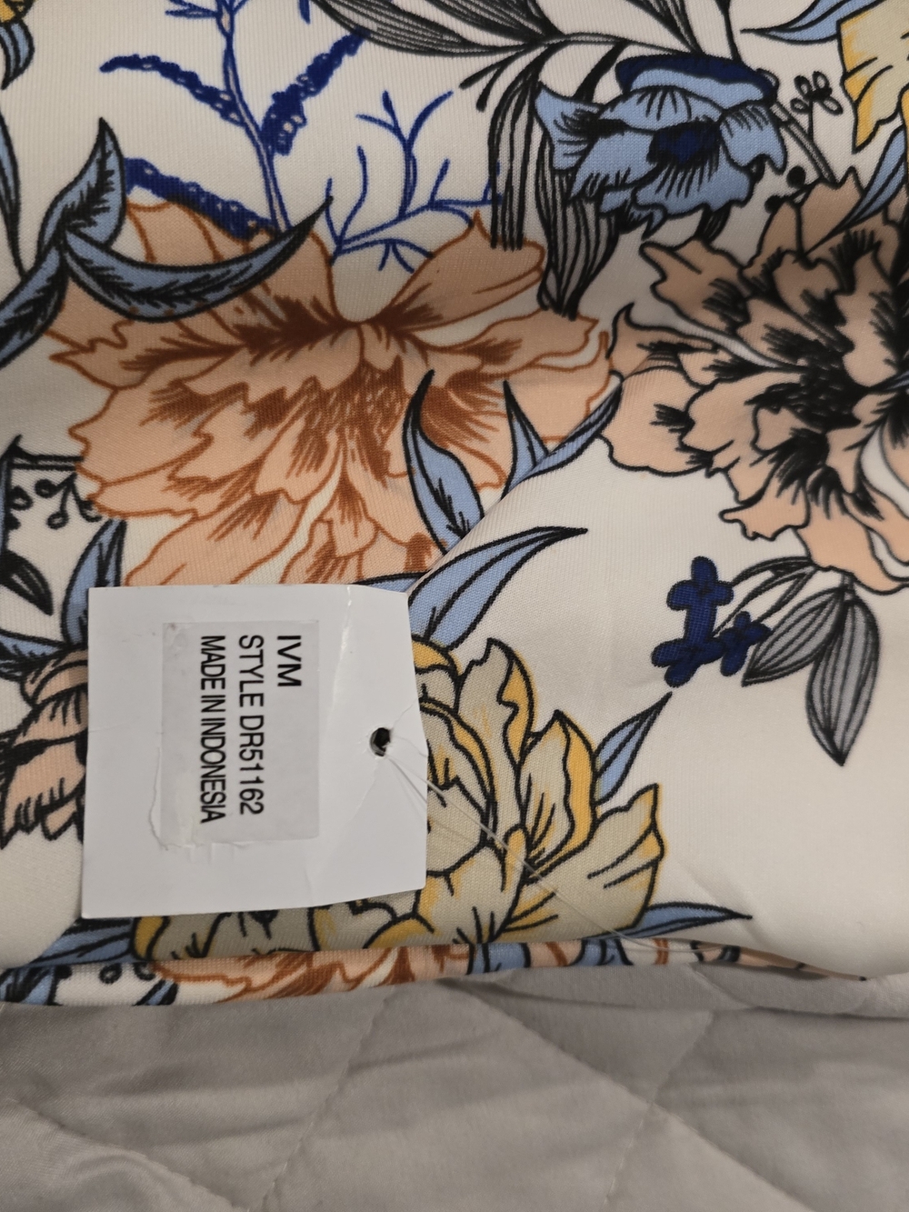 Donna Ricco Floral Midi Dress in White, Blue, Yellow, Peach